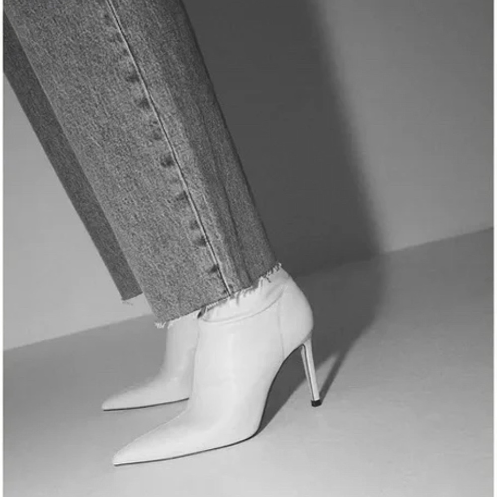 Zara ELASTIC HEELED Ankle Boots Pointed Toe Side Zip